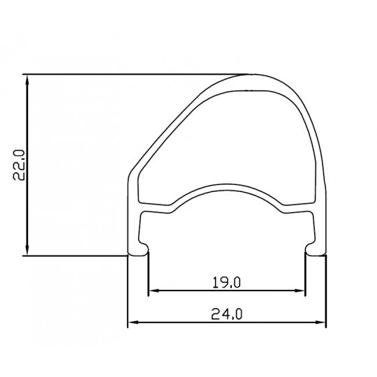 KINLIN XR22RTS C DB ASYM 700c MATT BLK EXT